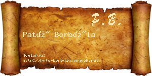 Pató Borbála névjegykártya